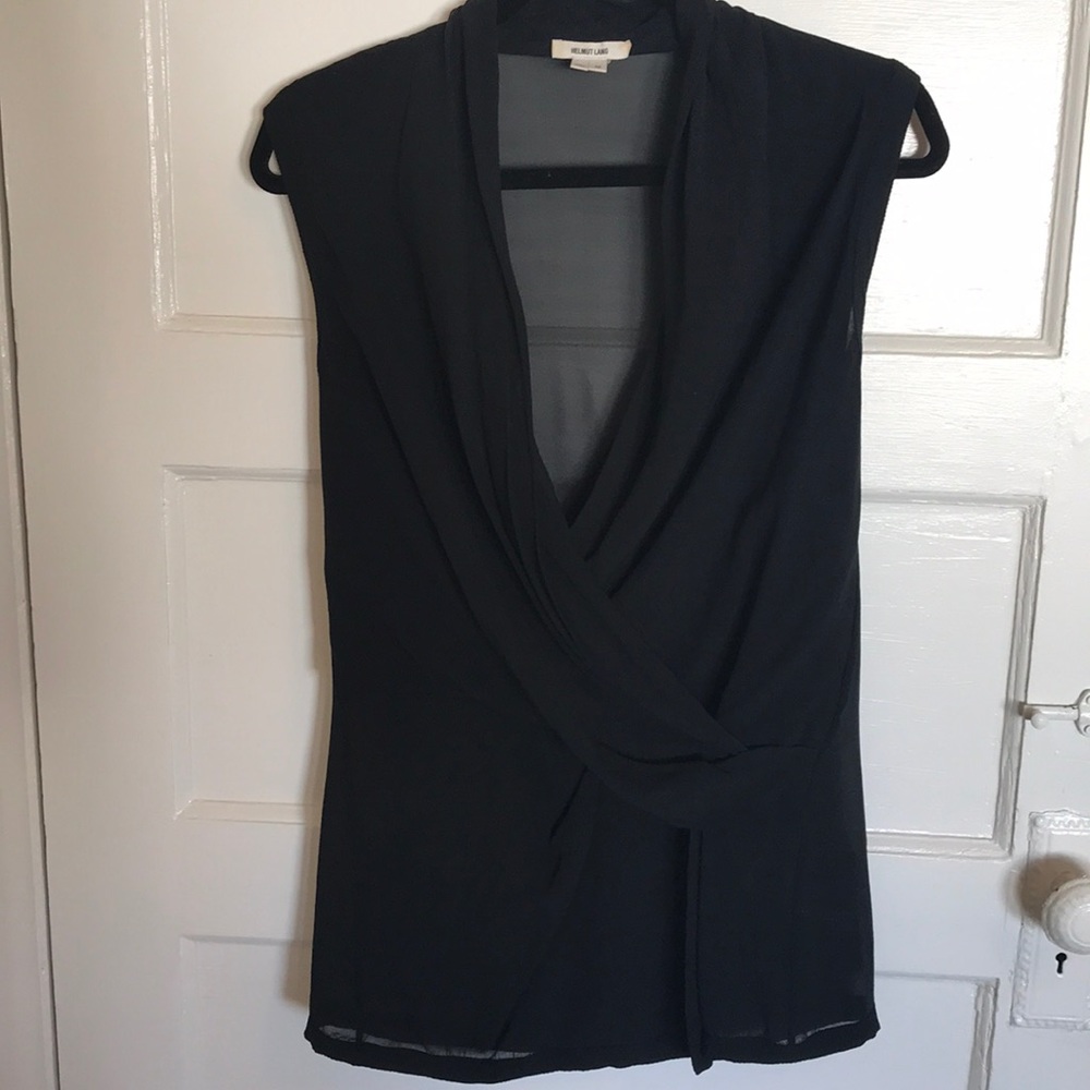 HELMUT LANG black 100% silk blouse